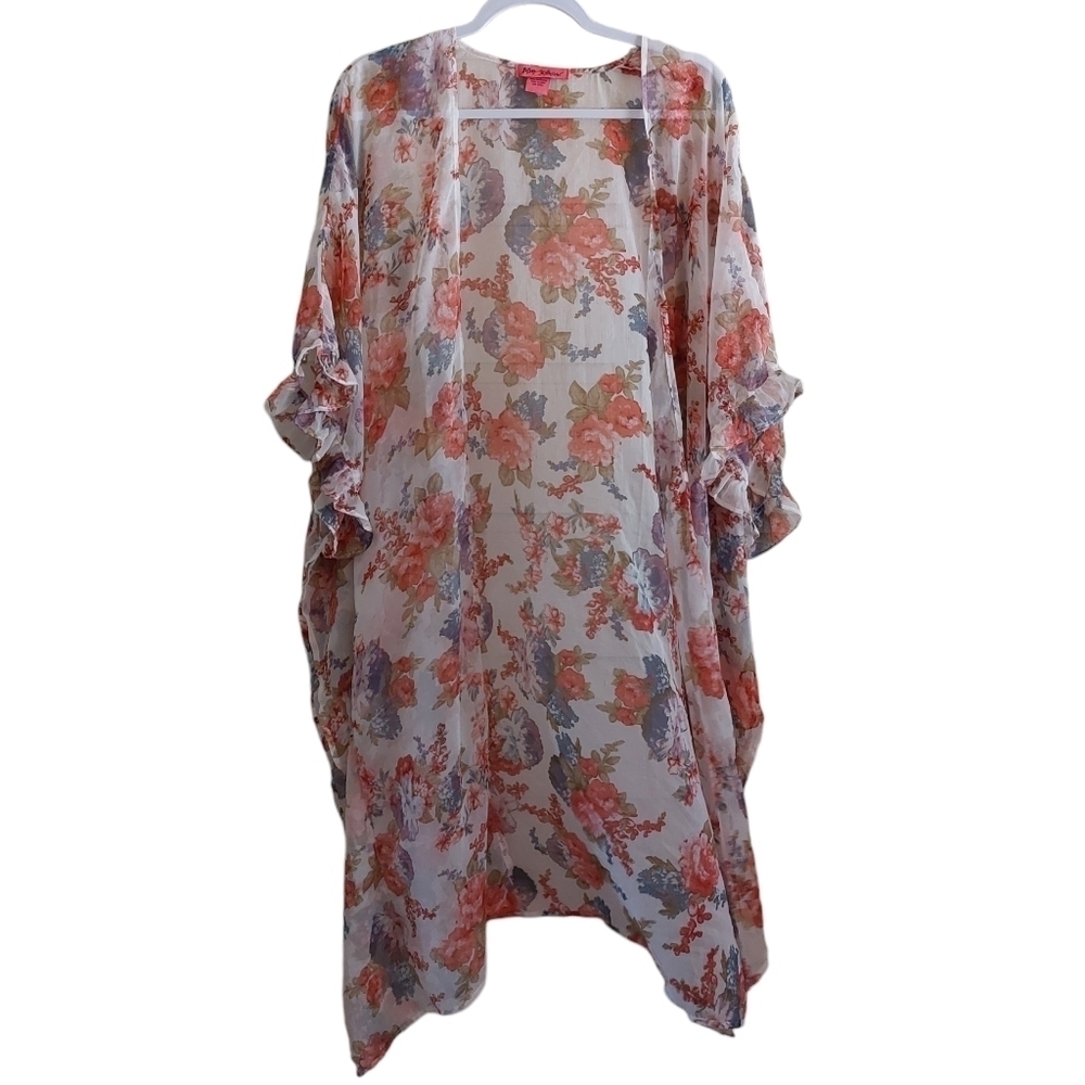 Betsy Johnson Floral Print Kimono Top- size OSFM